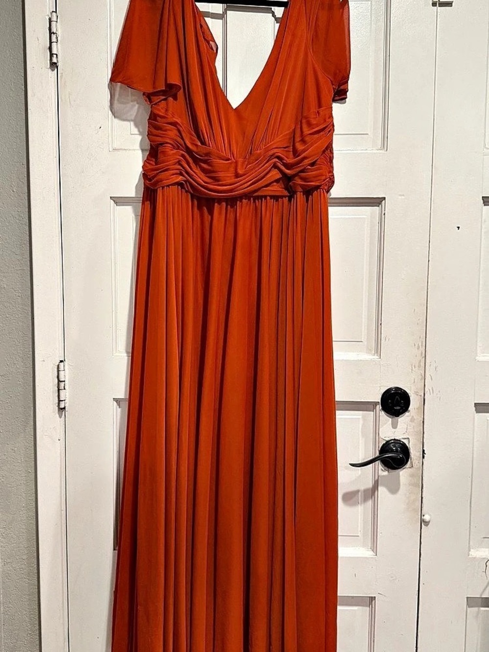 David's Bridal Celebrate DB Studio Chiffon Flutter Sleeve Maxi Dress - Size 22